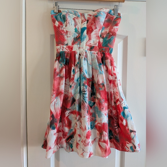 Parker Strapless Floral Silk Mini Dress Salsamonet Size XS NWT Prom Homecoming - Picture 3 of 15